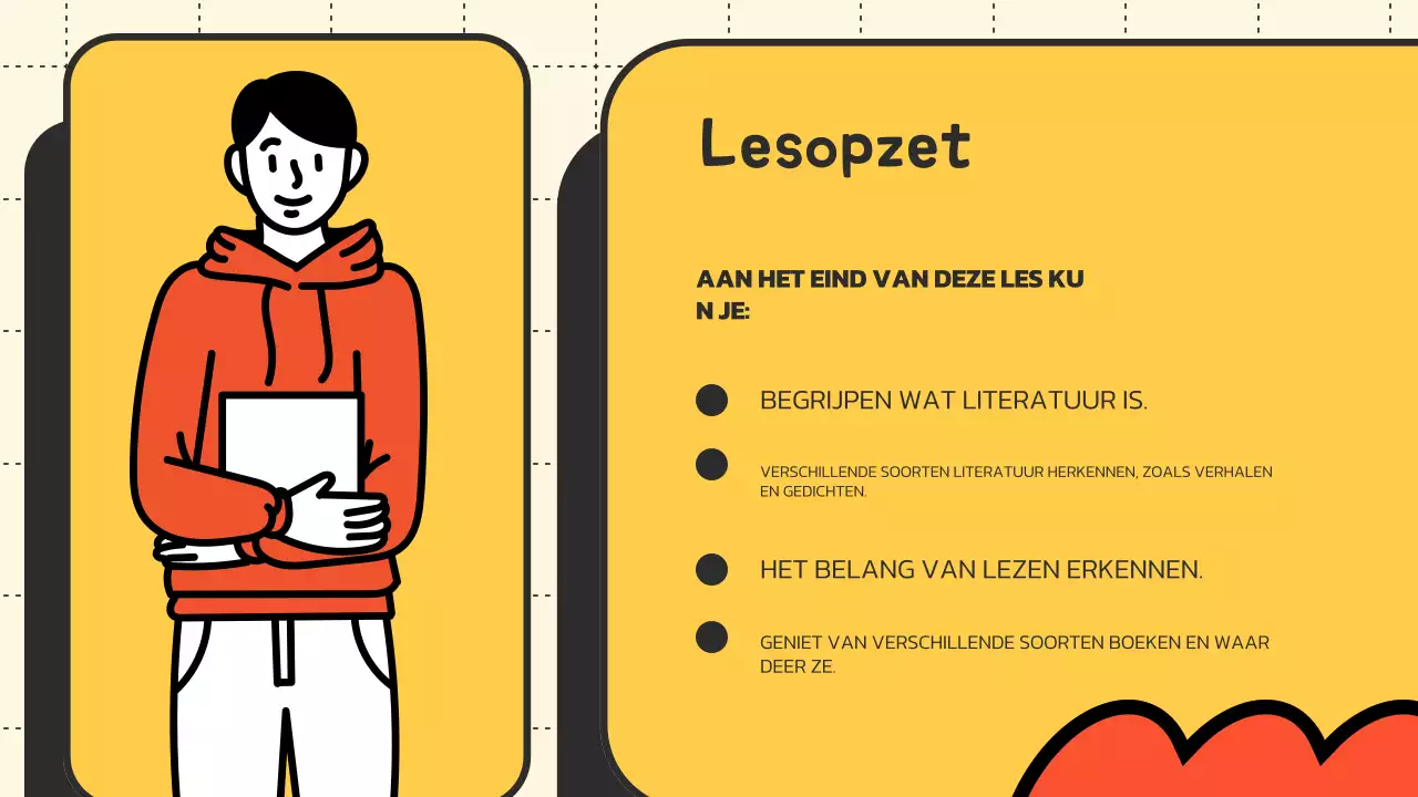 Geel Oranje Illustratief Lesmateriaal Literatuurpresentatie