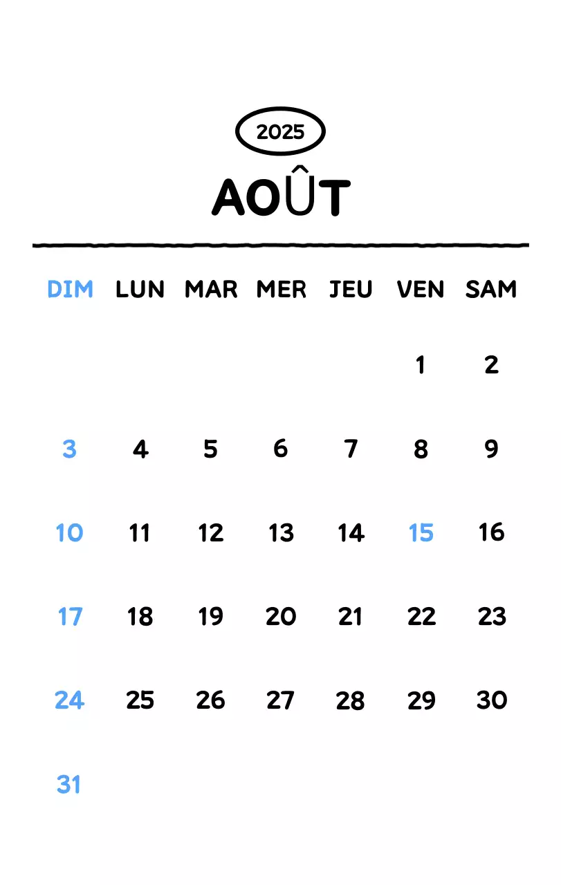 Calendrier illustré avec un joli style de lignes