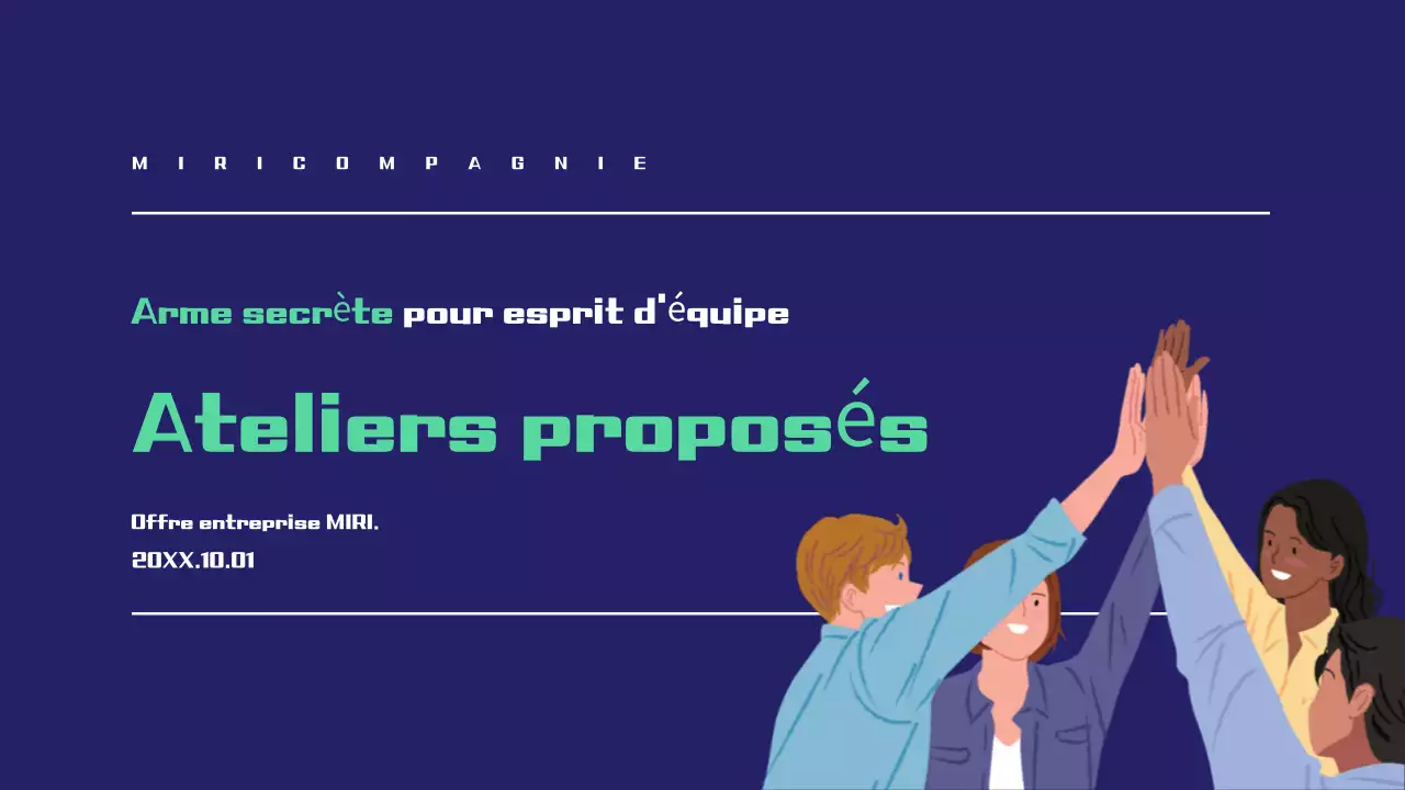 Proposition d'atelier simple en bleu marine et vert