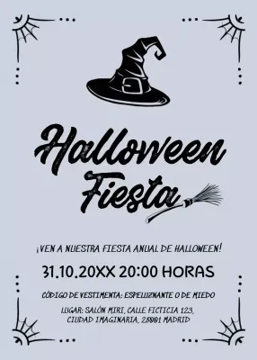 Invitación de Halloween negro gris estilo retro