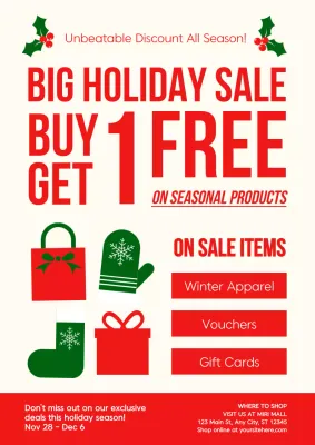 Red Simple Holiday Promotion Poster