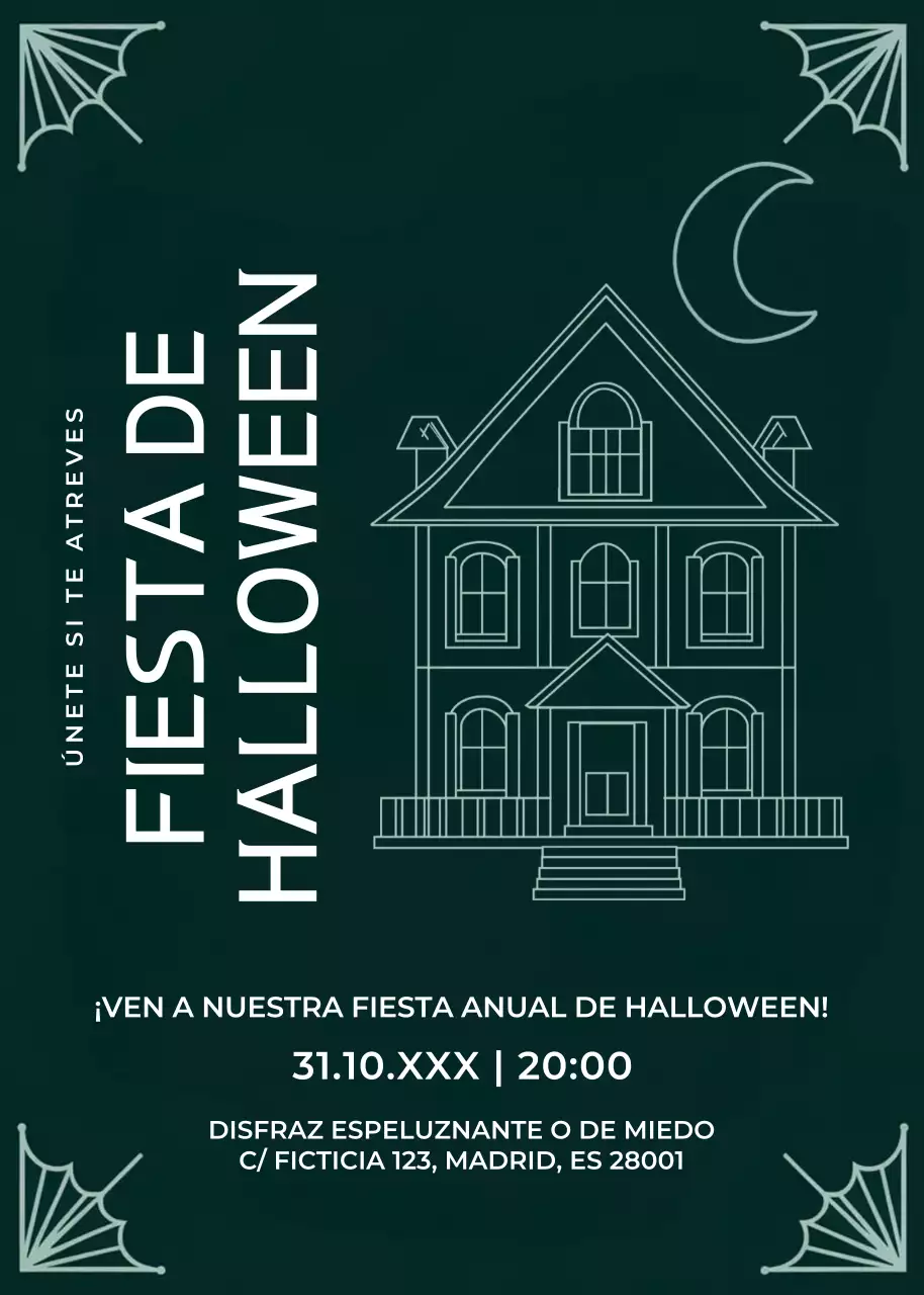 Invitación gótica verde para Halloween