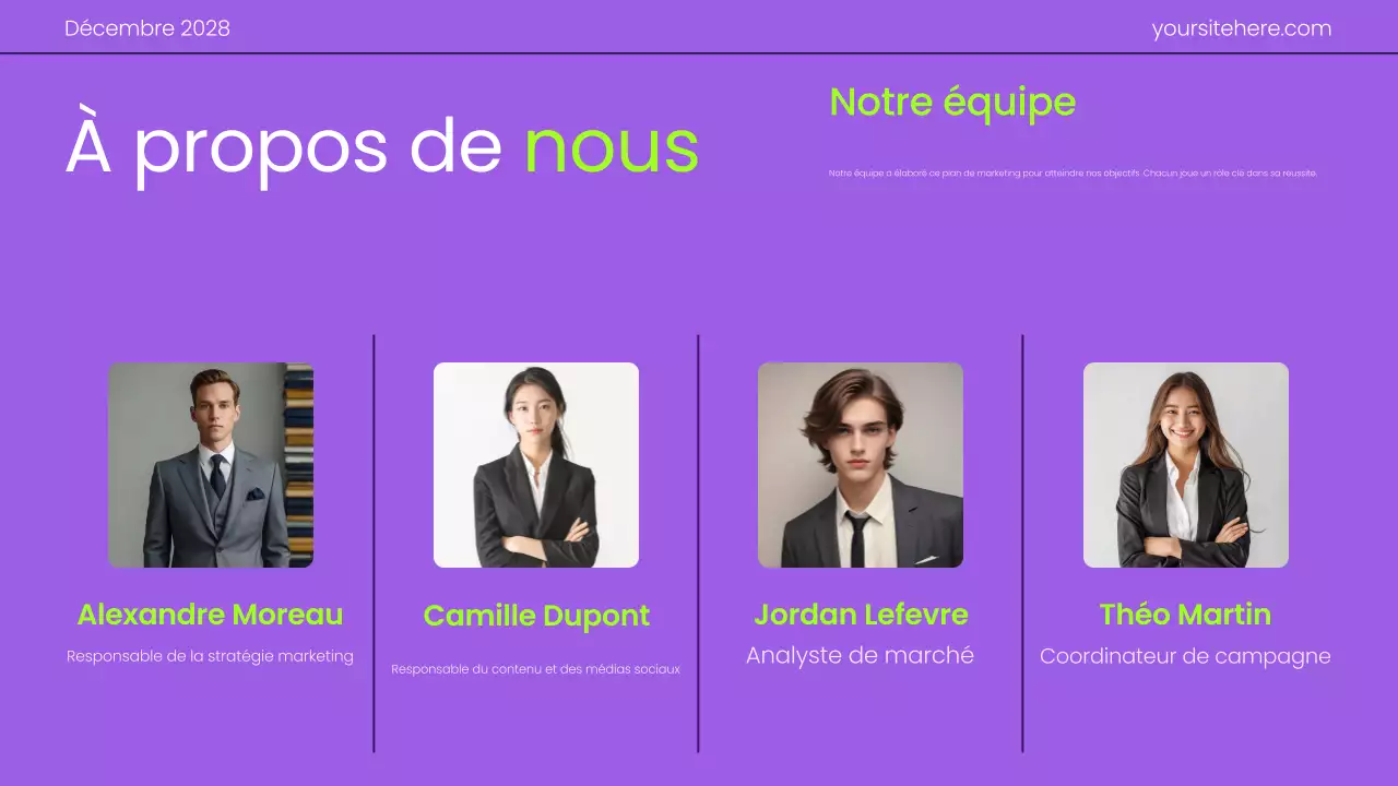 Présentation du plan marketing en dégradé moderne violet