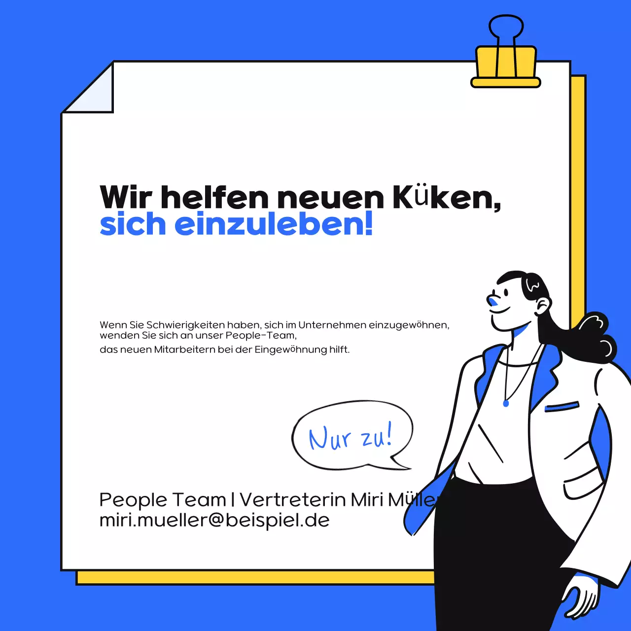 Ein einfacher blauer und gelber Leitfaden für das Arbeitsleben