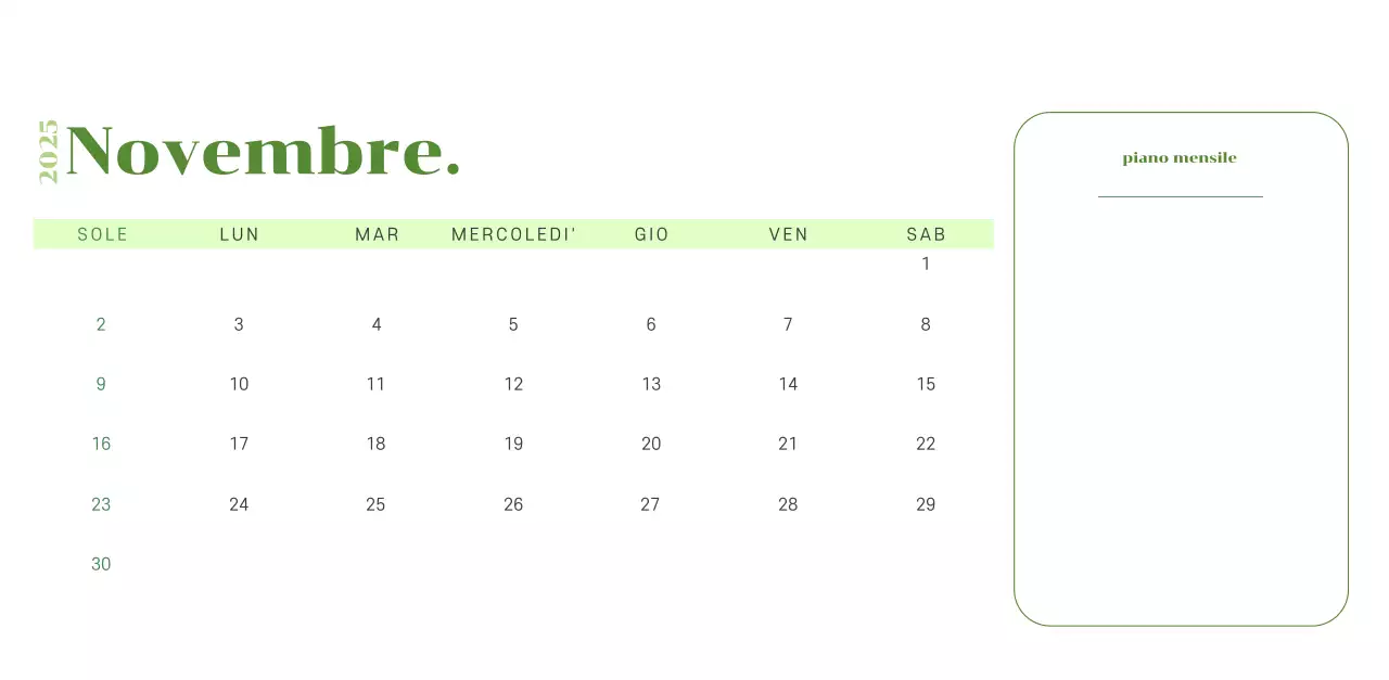 Calendario con illustrazioni giovanili su sfondo giallo-verde