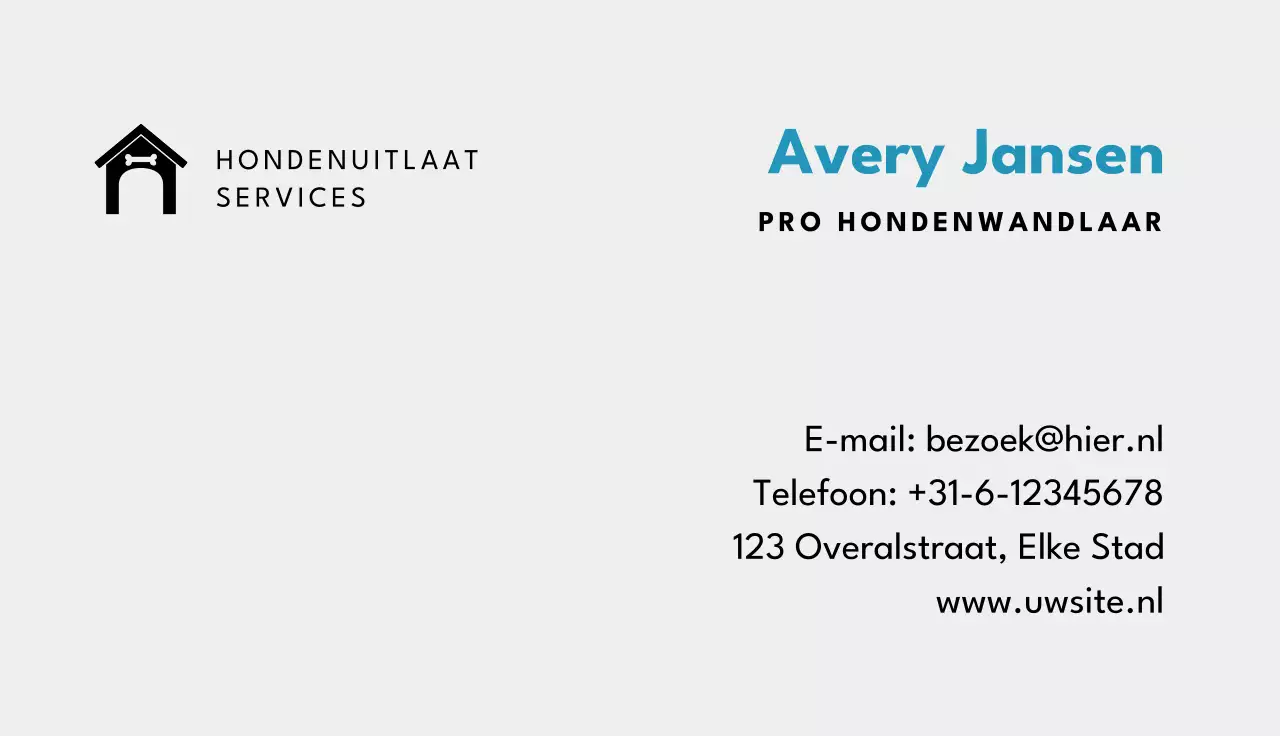 wit minimaal visitekaartje