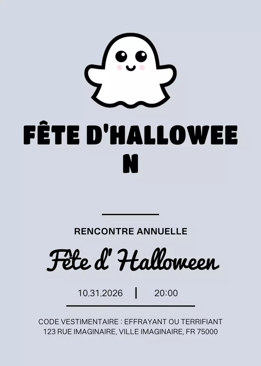 Invitation simple grise pour Halloween