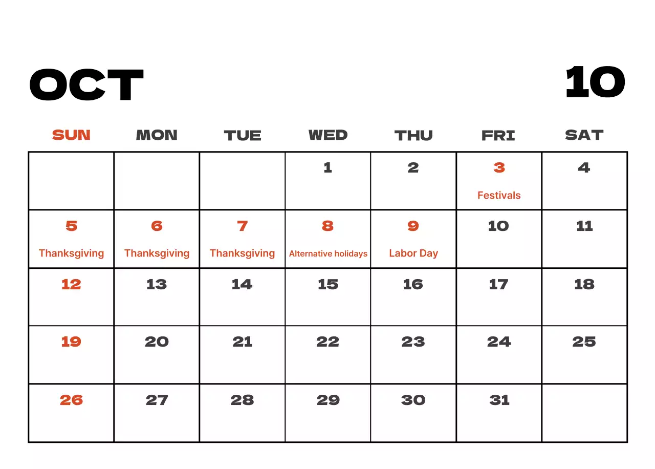 Sky photo clean calendar