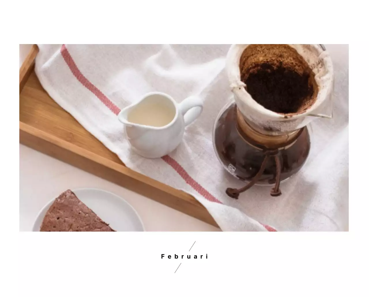 Eenvoudige bureaukalender met koffiefoto's voor cafés in witte tinten