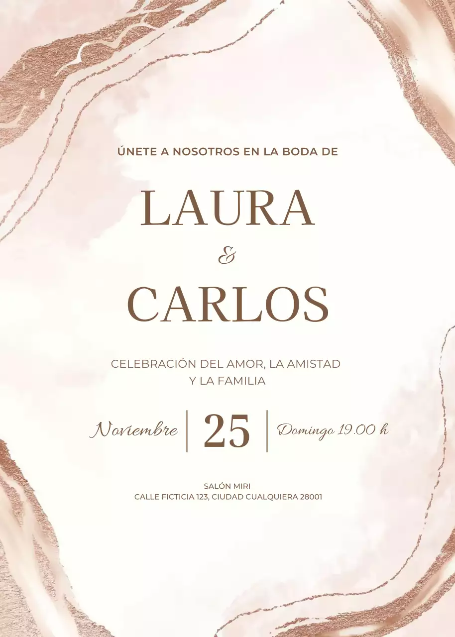 Invitación de boda roja estilo minimalista