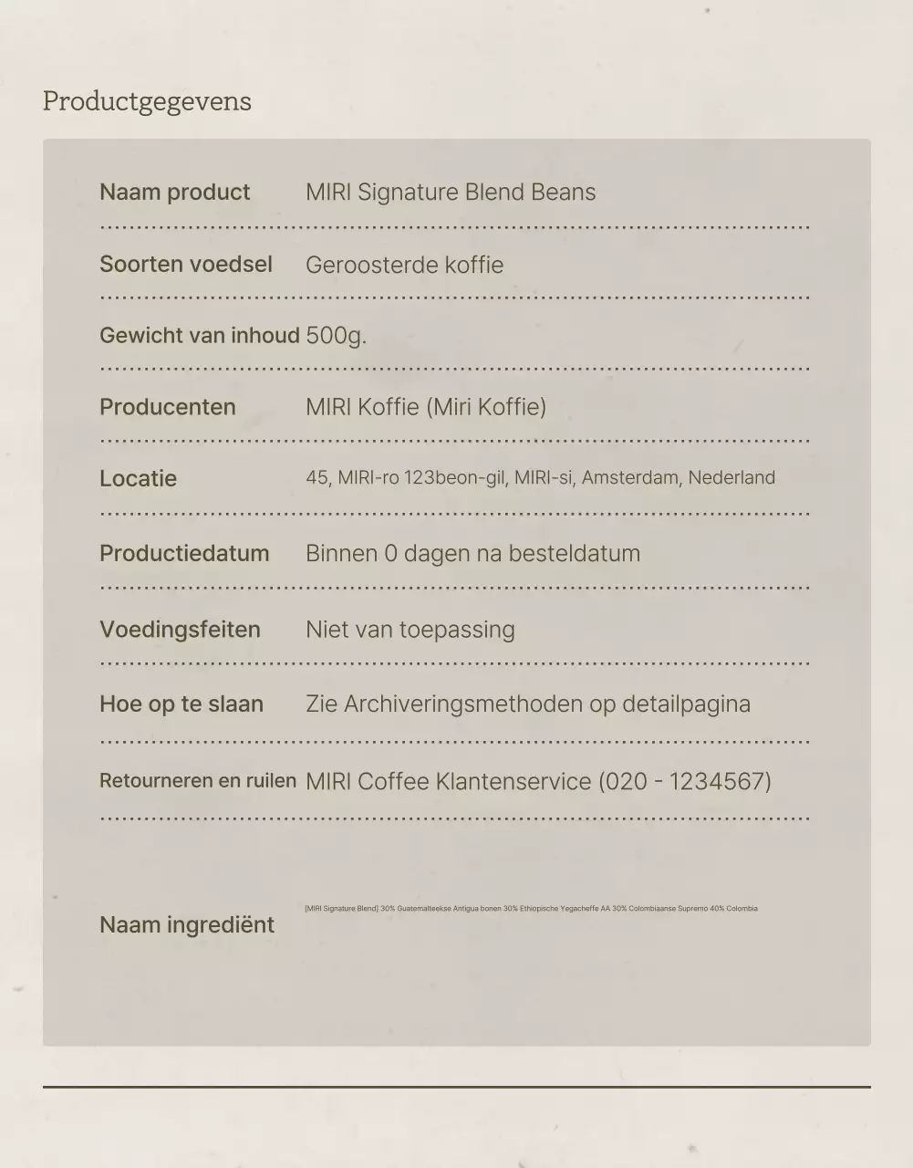 Promoot de verkoop van vintage koffiebonen in lichtblauw en bruin