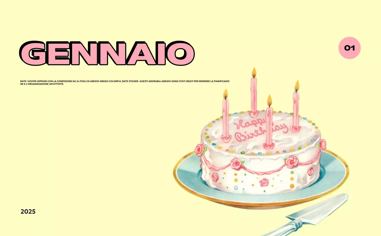 Calendari colorati con una varietà di illustrazioni retrò