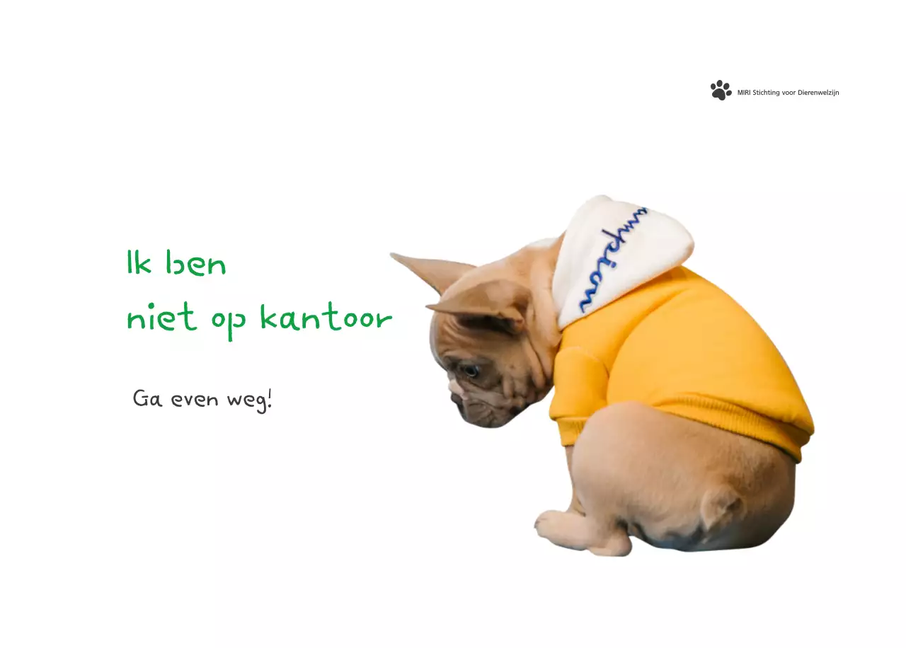 Een kalender met een puppyfoto en een schattige boodschap in groene accentkleur