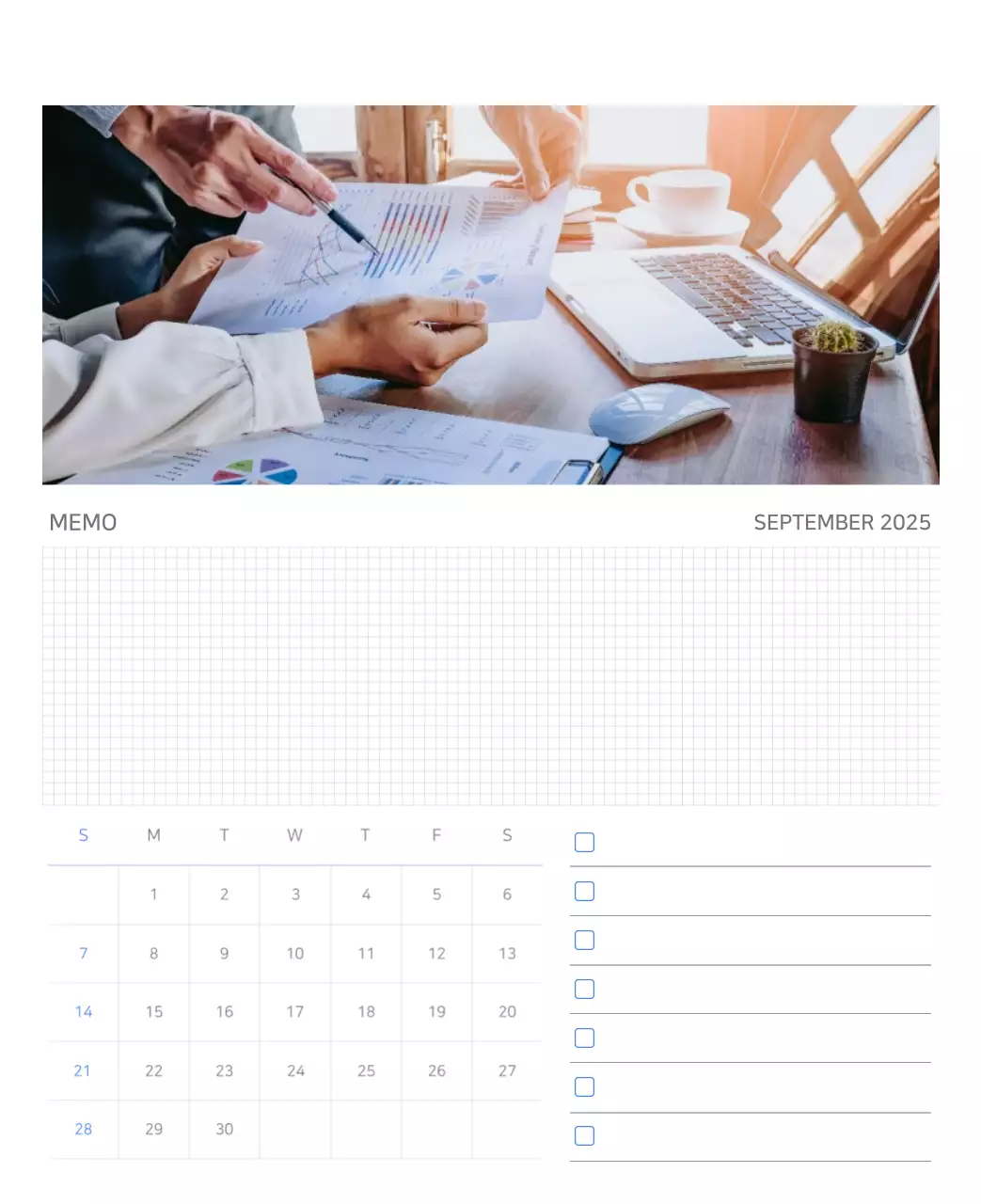 Blauer moderner Kalender Kalender