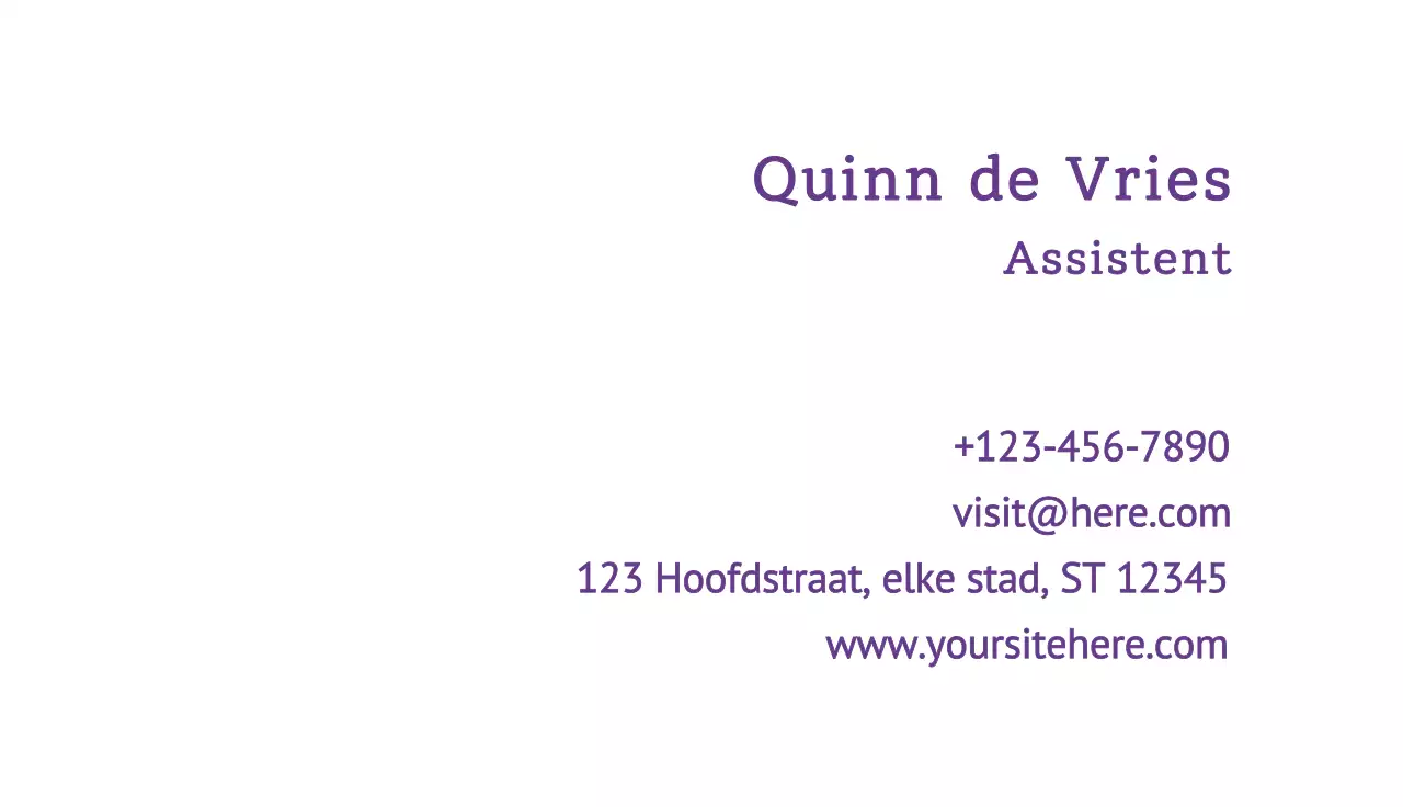 paars minimaal visitekaartje