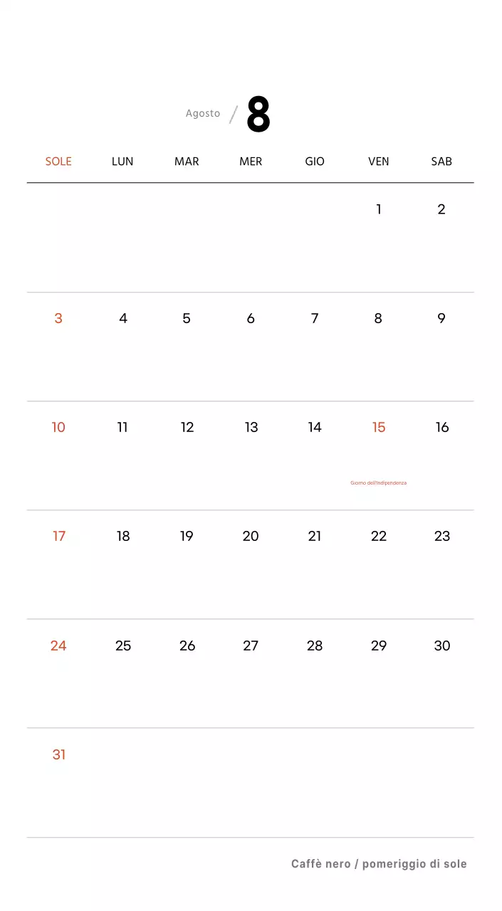 Semplice calendario da tavolo con foto di caffè per bar nei toni del bianco