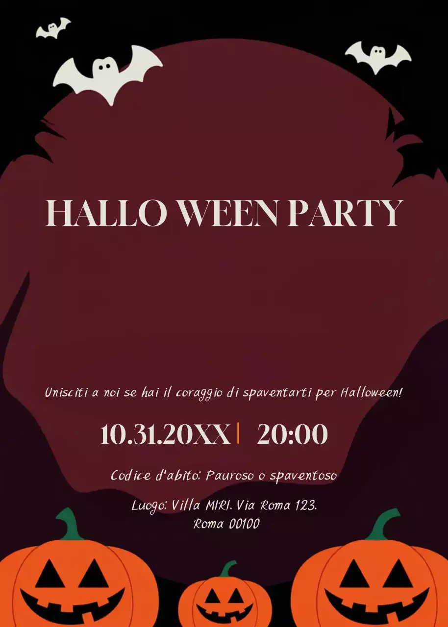 Invito alla festa di Halloween nero rosso arancio