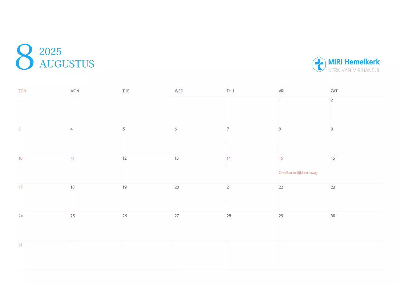 Blauw modern concept kerkkalender