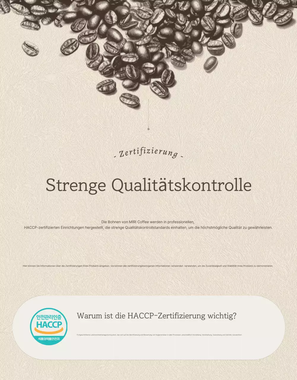 Beige und braun vintage Kaffeebohnen Detailseite