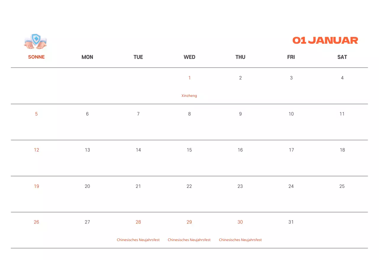 Ein festliches Krankenhaus mit Illustrationen zum Thema Gesundheit und Familie und farbenfrohen Akzenten