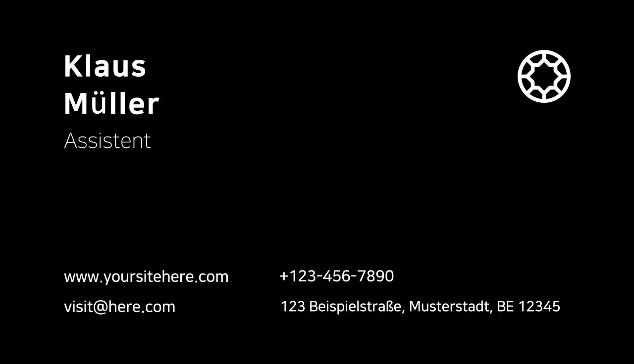 schwarze minimalistische Visitenkarte