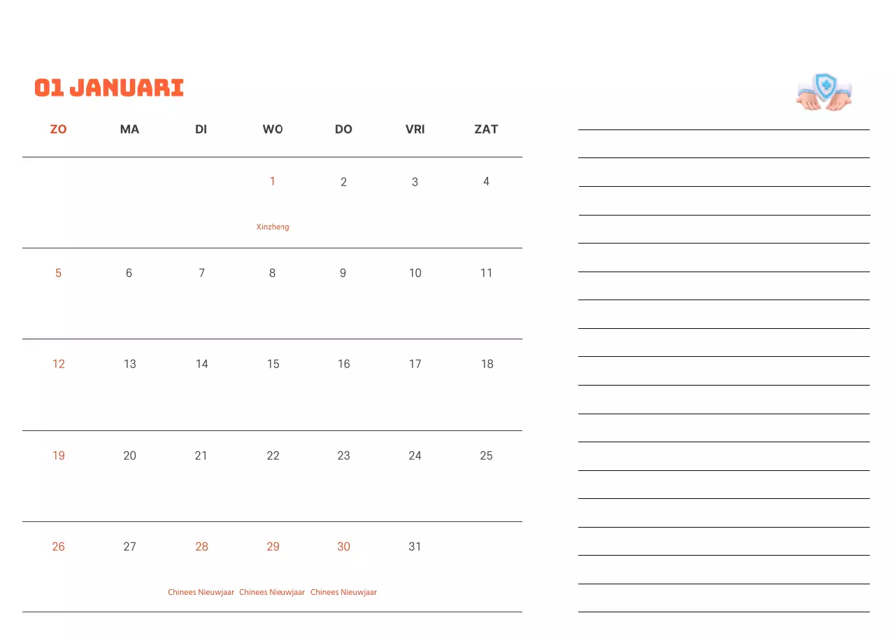 Een feestelijk ziekenhuis met illustraties met gezondheids- en gezinsthema's en kleurrijke accenten