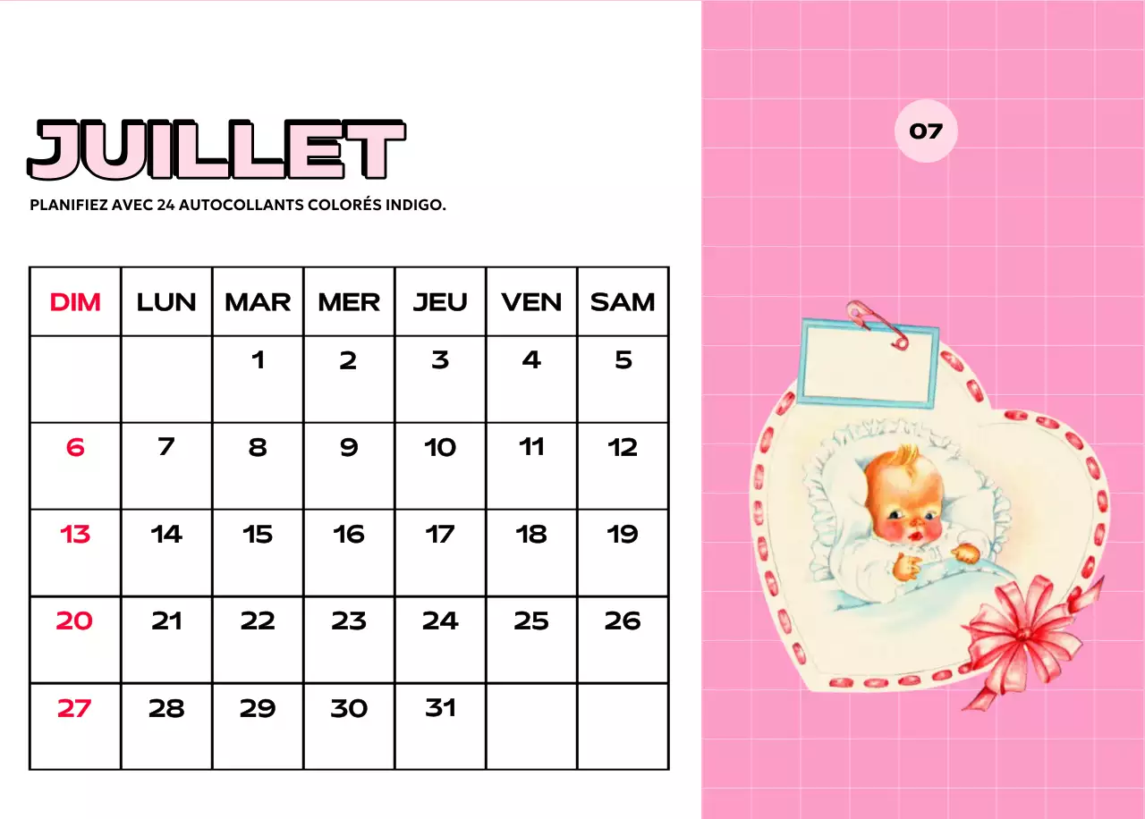 Calendriers colorés avec une variété d'illustrations rétro