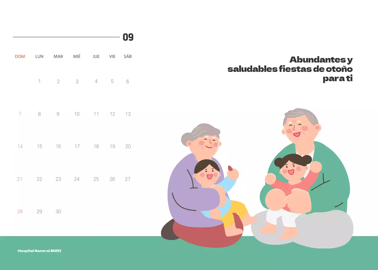 Un hospital festivo con ilustraciones de temática sanitaria y familiar y acentos de color