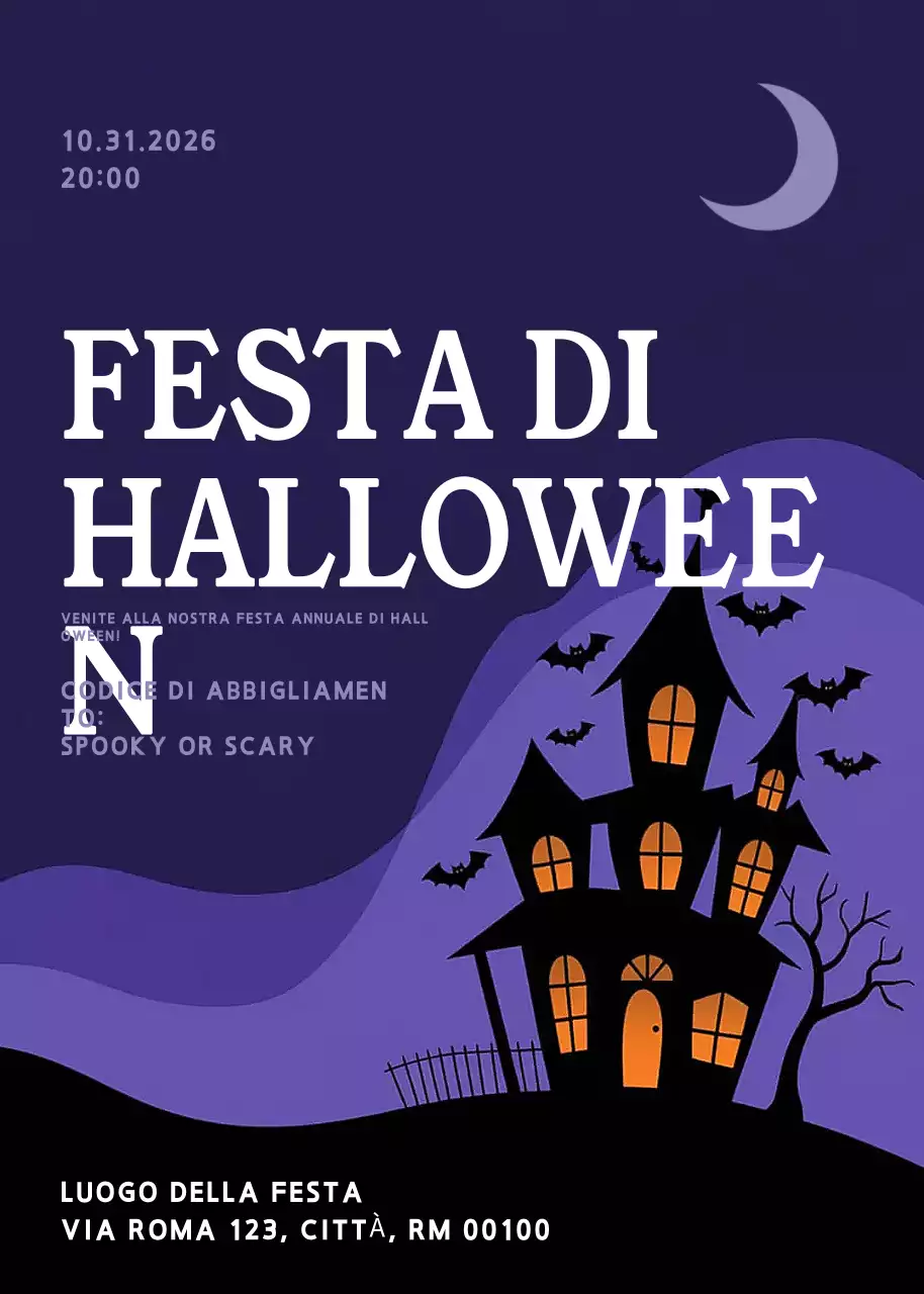 Invito di Halloween gotico e viola