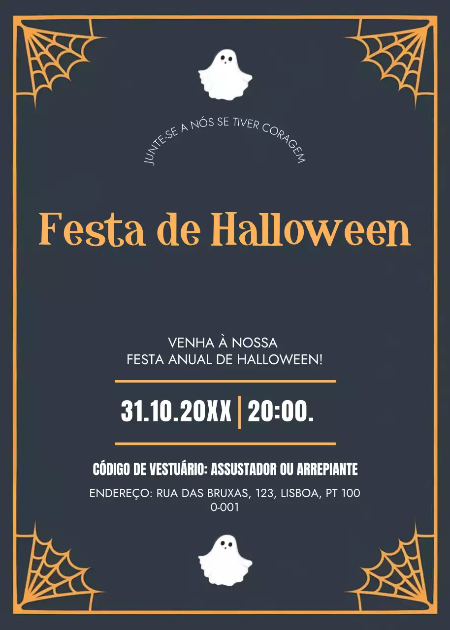 convite de Halloween retro preto