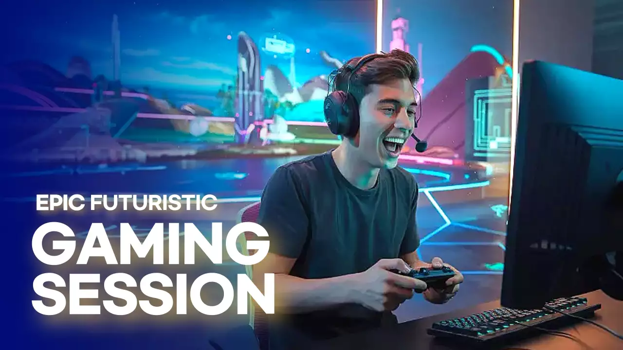 Blue Cyber Gaming Advertisement YouTube Thumbnail