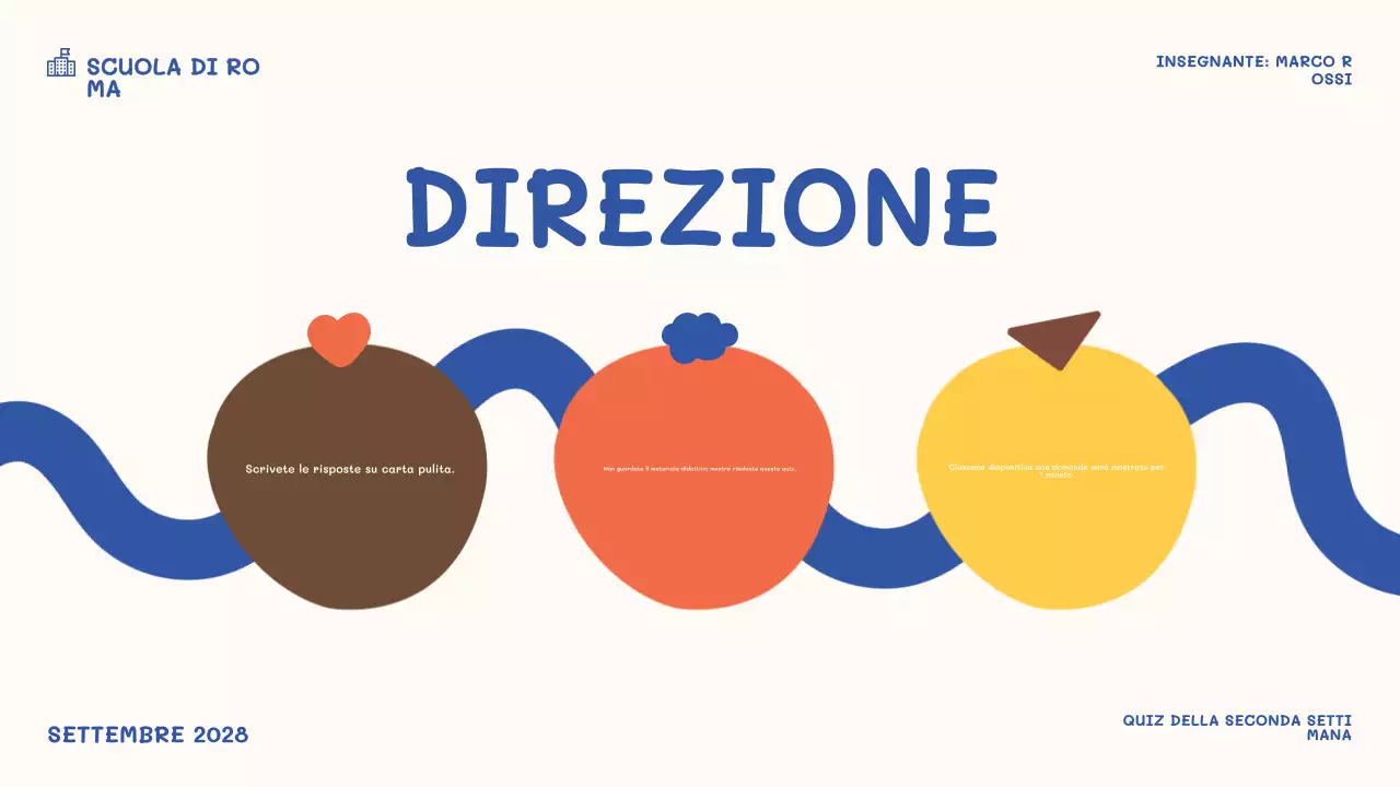 presentazione dell'evento ludico arancione a tempo di quiz