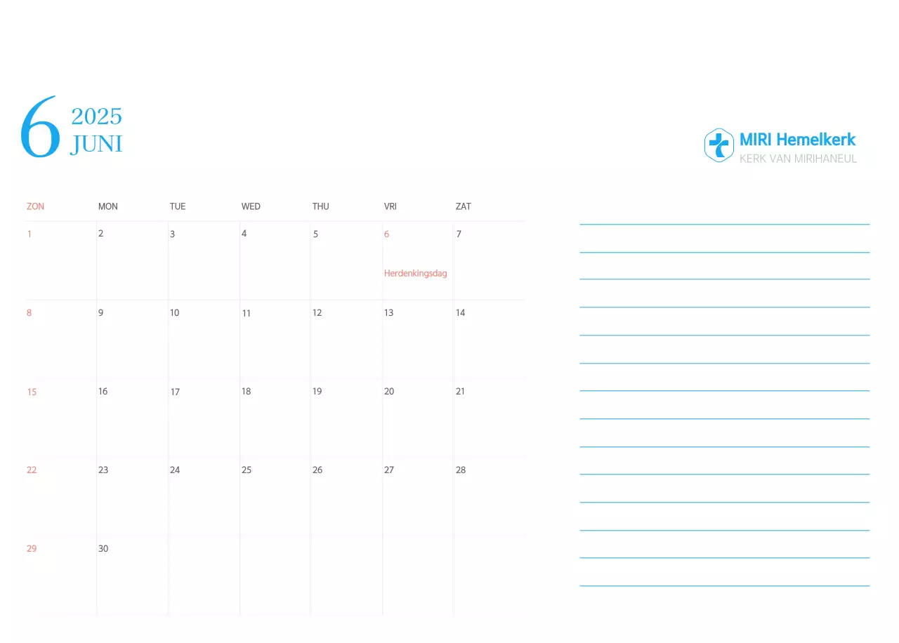 Blauw modern concept kerkkalender