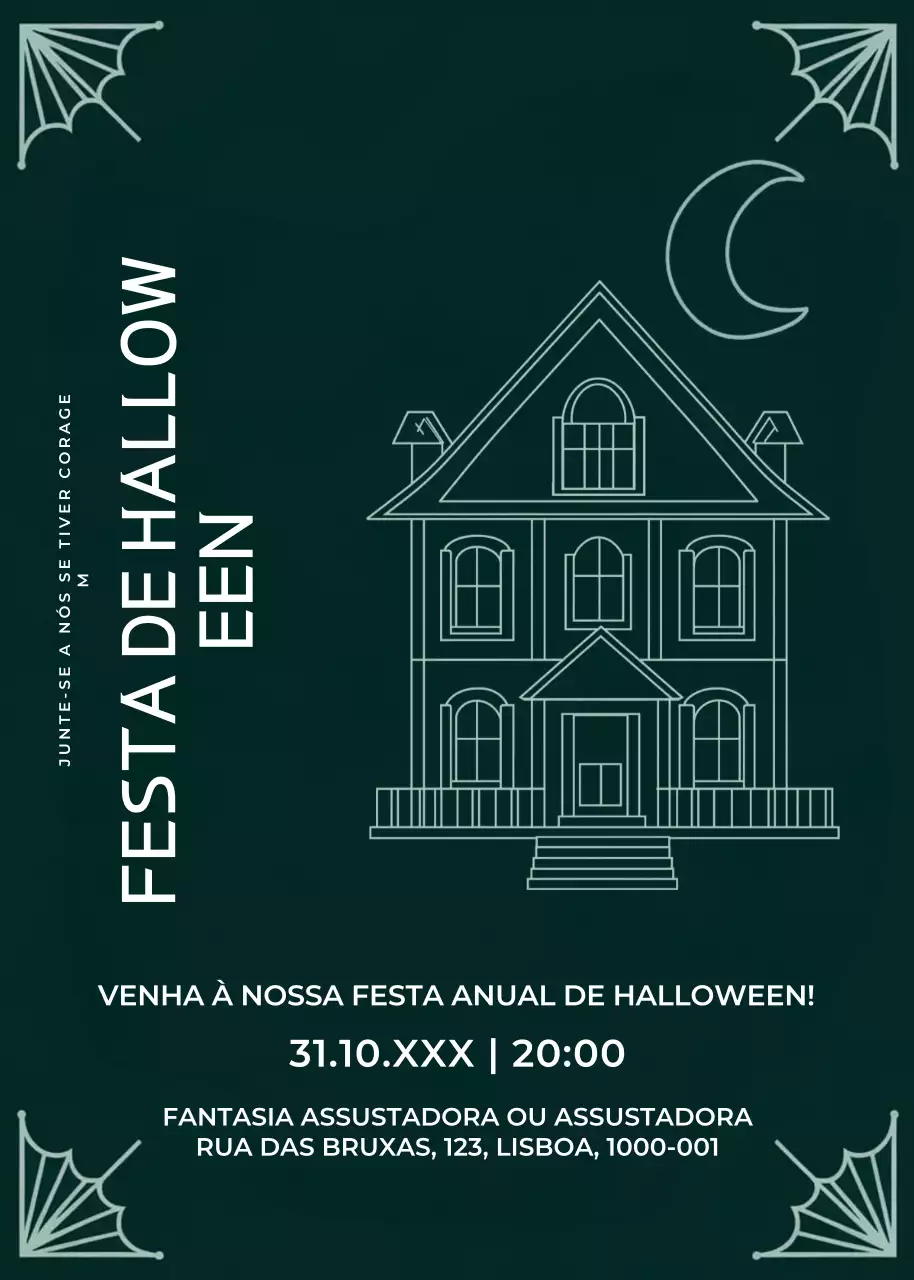 convite de Halloween gótico verde