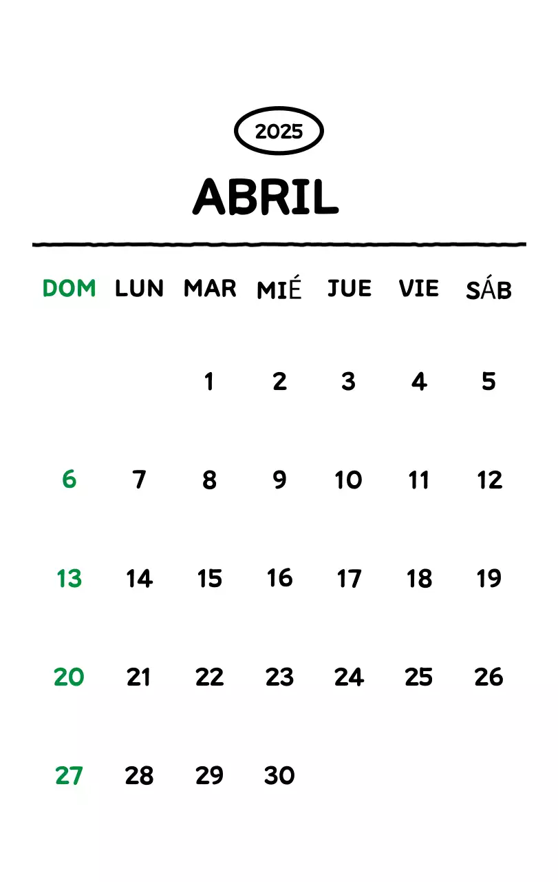 Calendario ilustrado con un bonito estilo de líneas