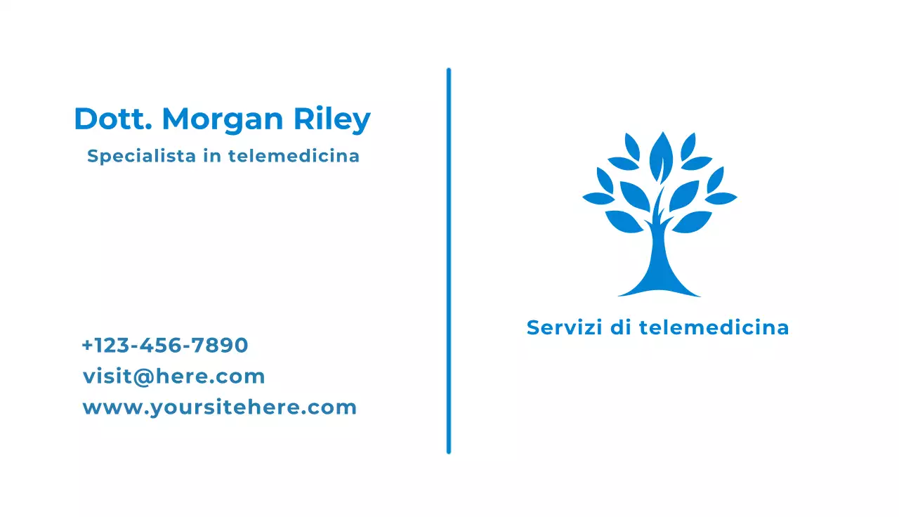 biglietto da visita blu clean per la telemedicina
