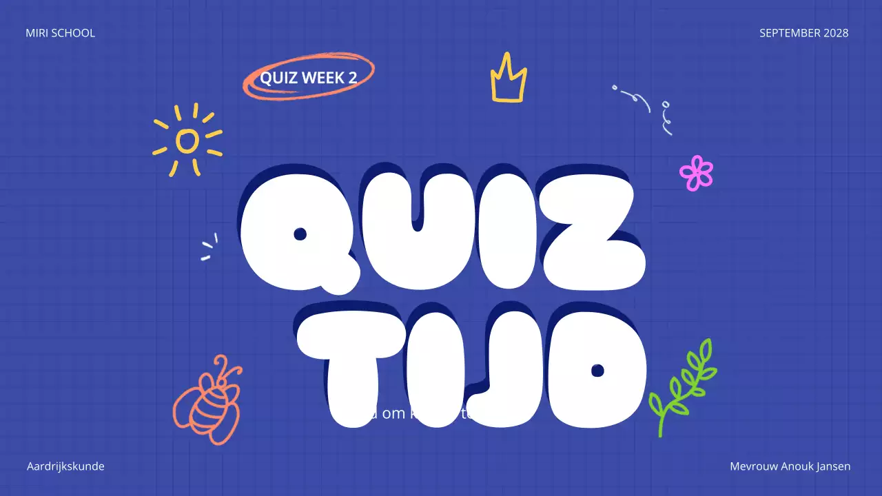 aankondiging blauwe ludieke quiz