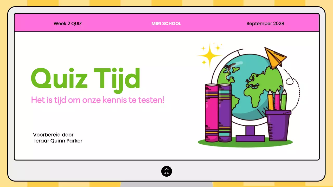 Roze en gele moderne aardrijkskunde quiz