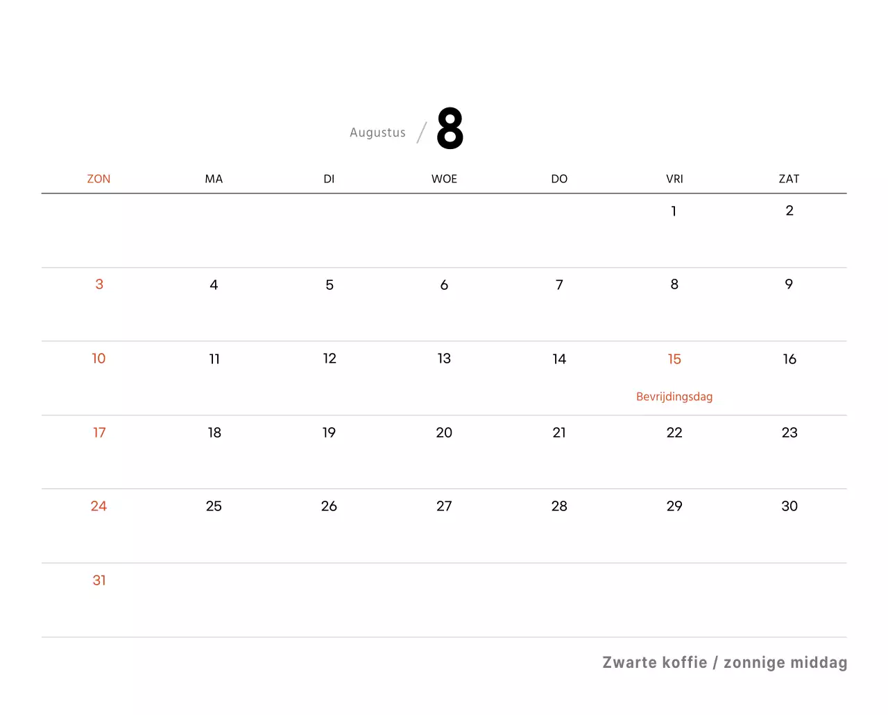 Eenvoudige bureaukalender met koffiefoto's voor cafés in witte tinten