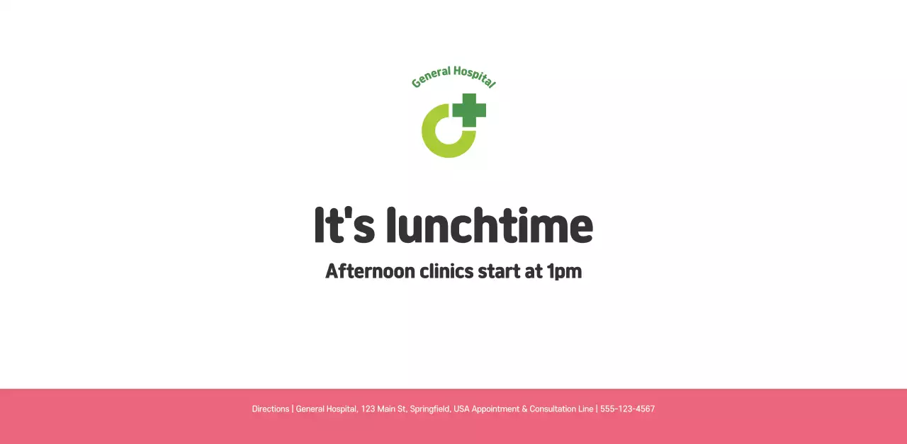 A holiday hospital with health and family themed illustrations and colorful accents