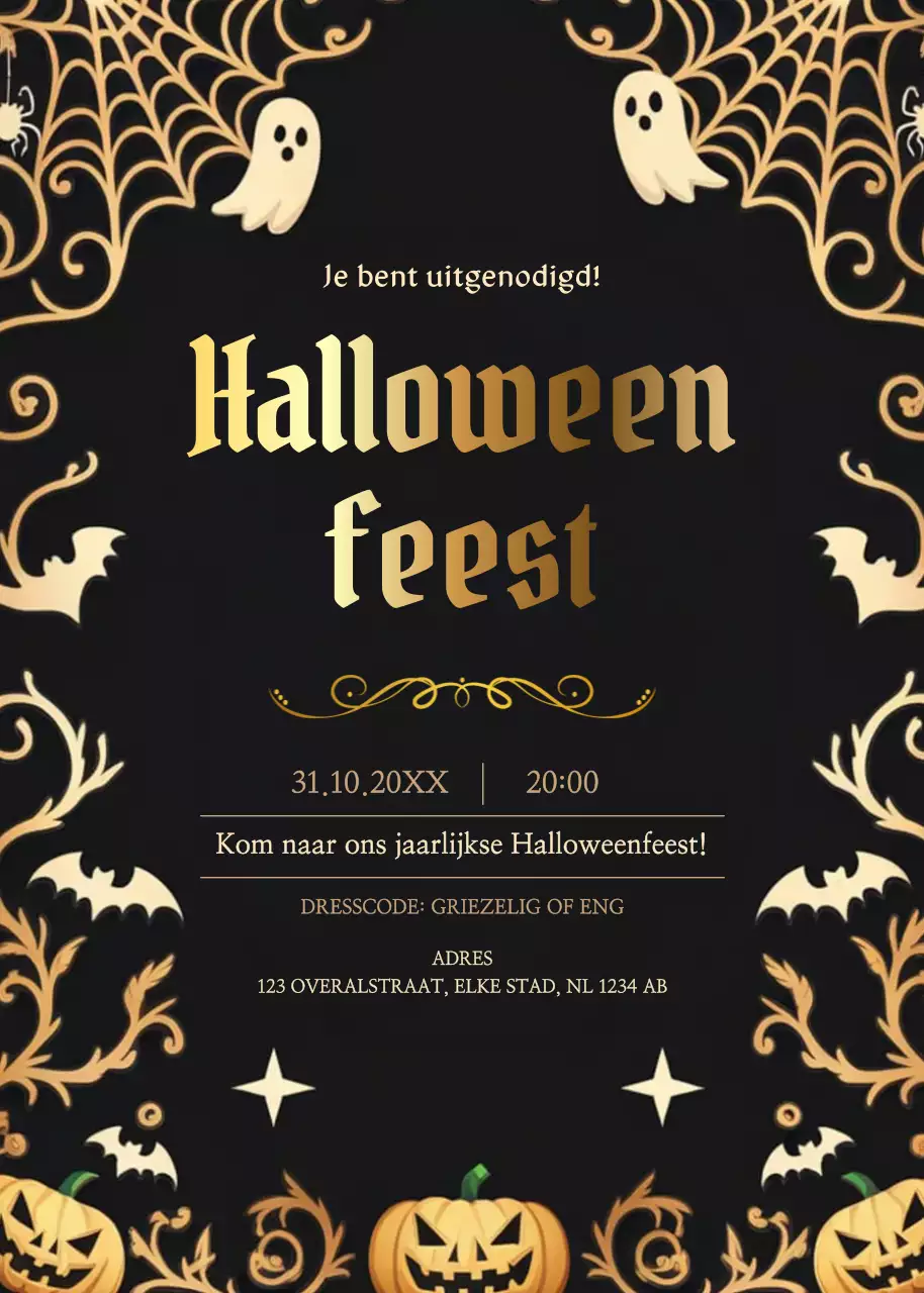 zwarte gothic Halloween uitnodiging
