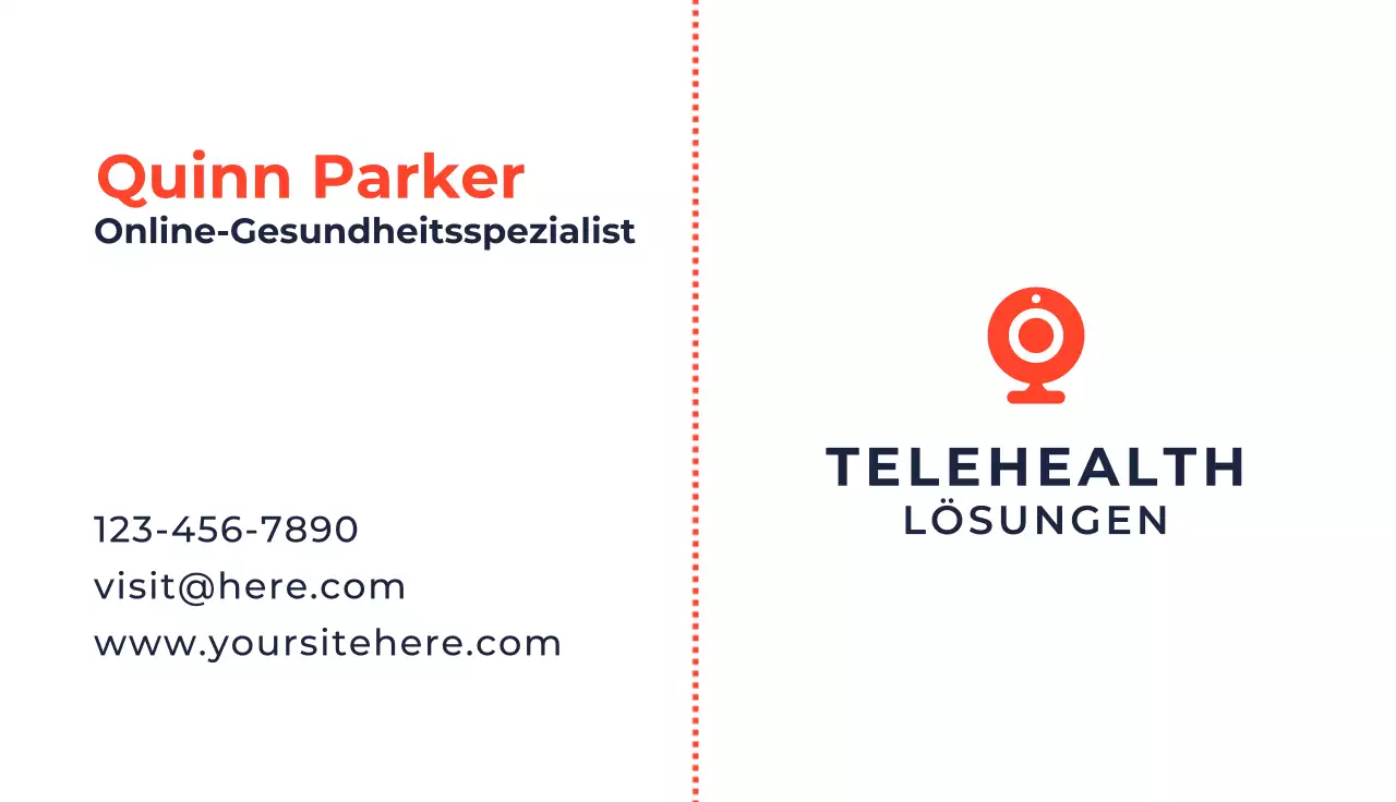 orangefarbene professionelle Telemedizin-Visitenkarte