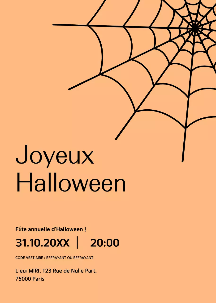Invitation à la fête d'Halloween en noir et orange