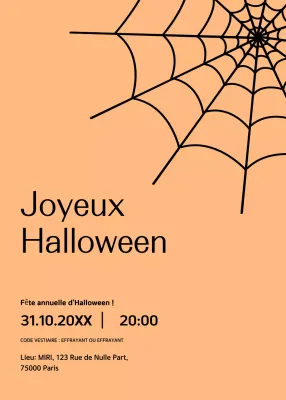 Invitation à la fête d'Halloween en noir et orange