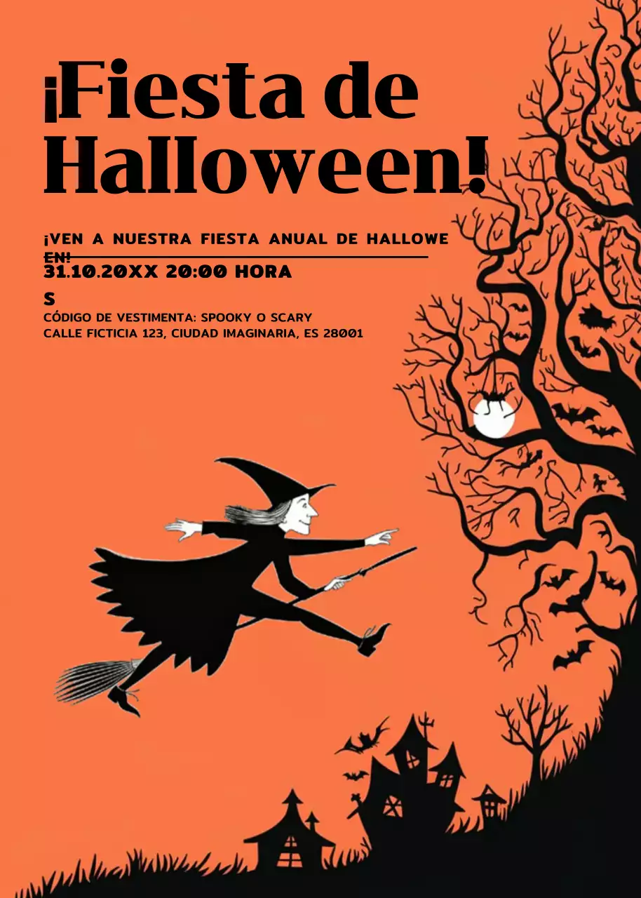 invitación retro naranja para Halloween
