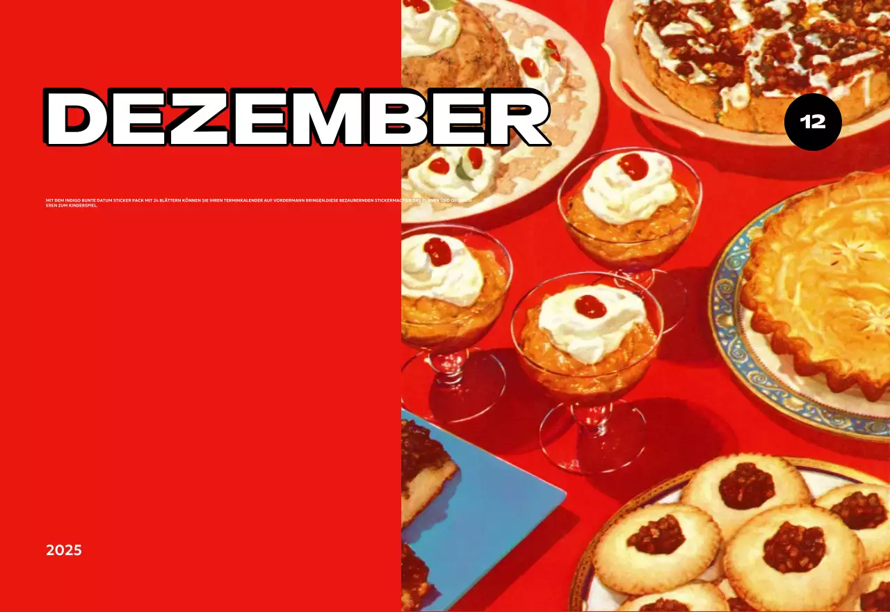 Bunte Kalender mit einer Vielzahl von Retro-Illustrationen