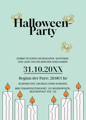 Mintschwarze Halloween-Party-Einladung