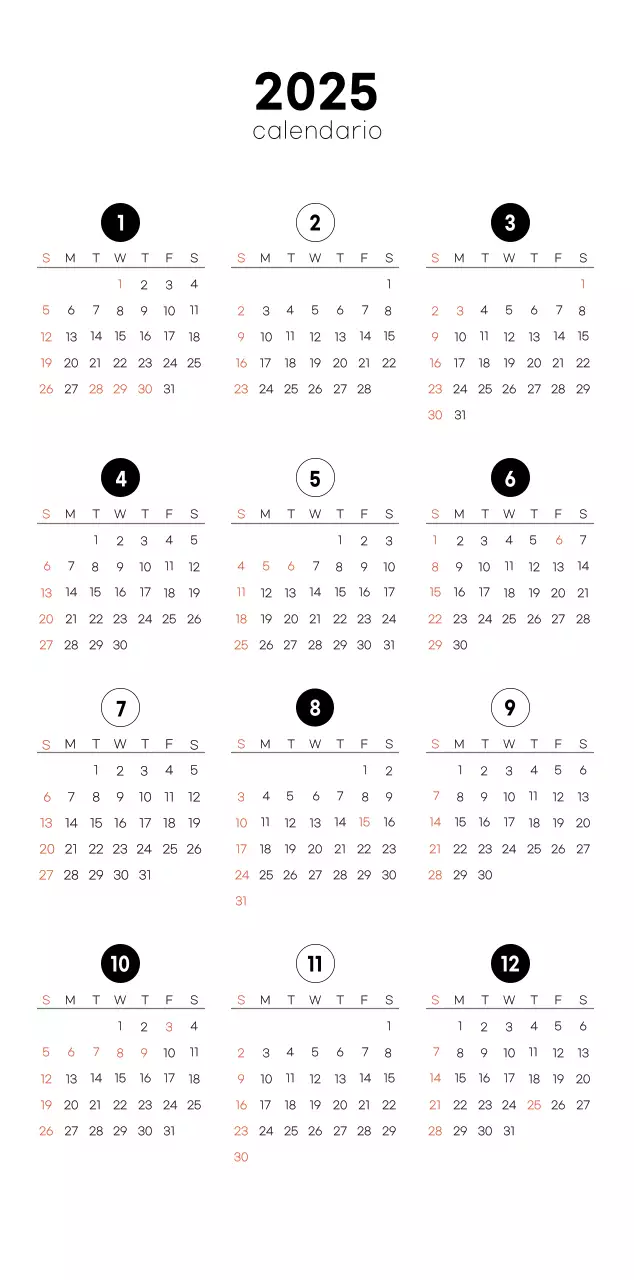 Calendario del caffè minimalista