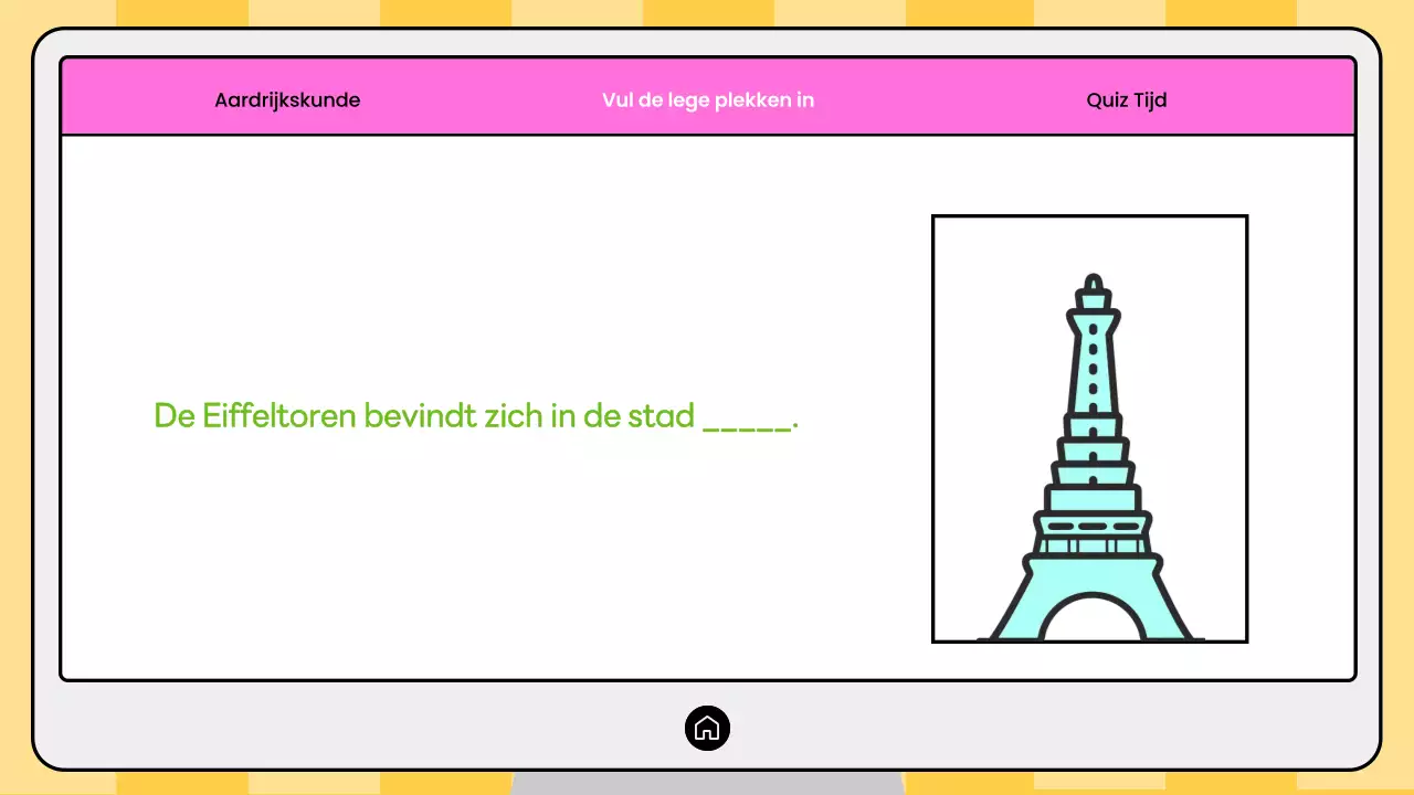 Roze en gele moderne aardrijkskunde quiz