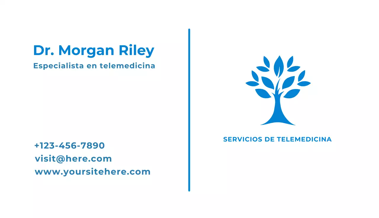 tarjeta de visita de telemedicina blue clean